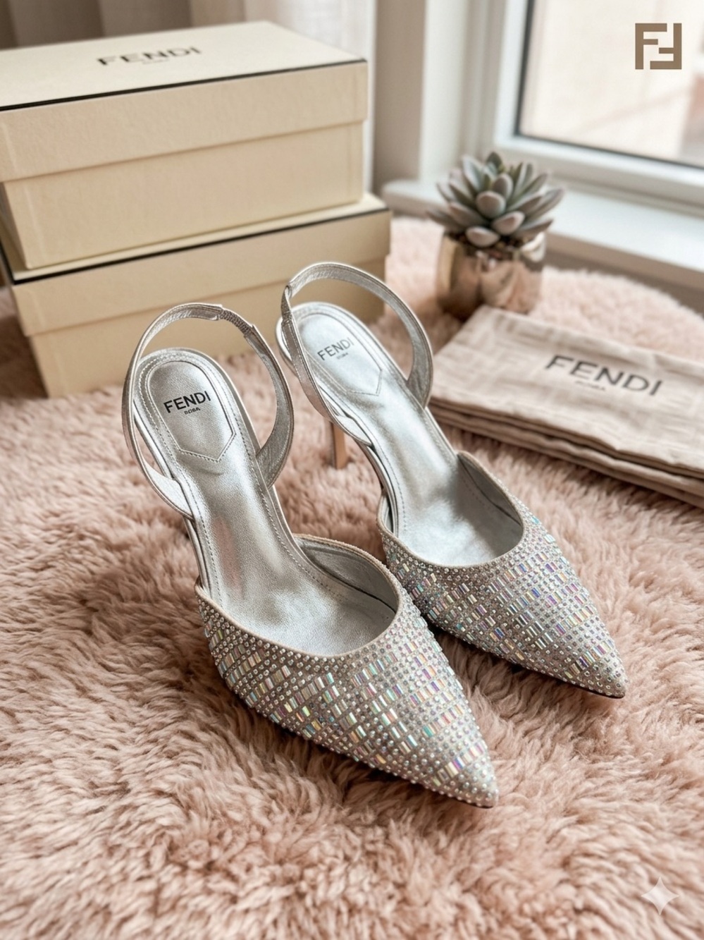 🪩FENDI First F Heel Slingback Pointed Toe Pump US 6